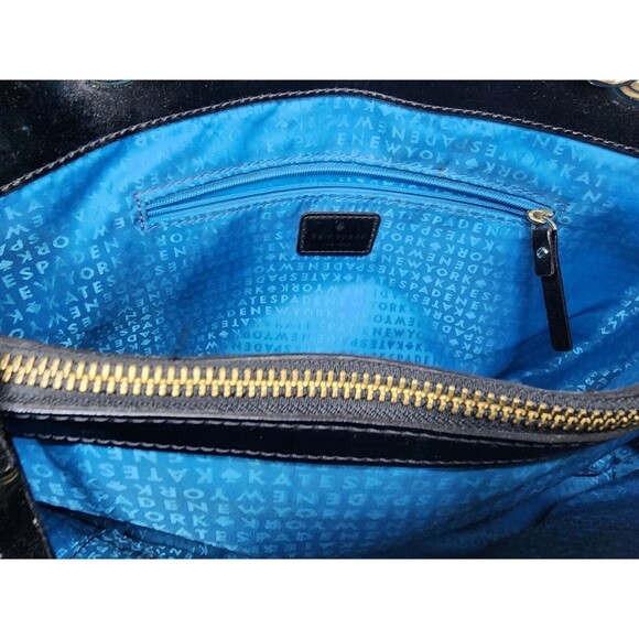 Kate Spade Montrose Elena Nautical Patent Leather Striped Bag Navy EUC - Picture 10 of 12